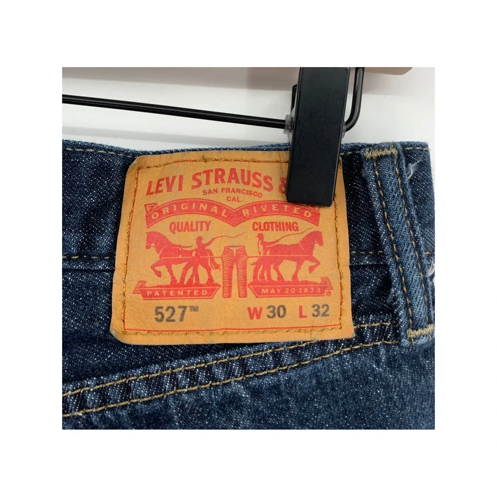 Levis 527 Jeans Mens 30x32 Blue Slim Bootcut Dark Wash Fade Denim Pants